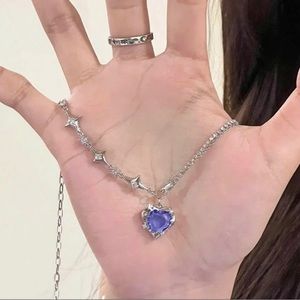 Purple Crystal Heart Pendant Necklace